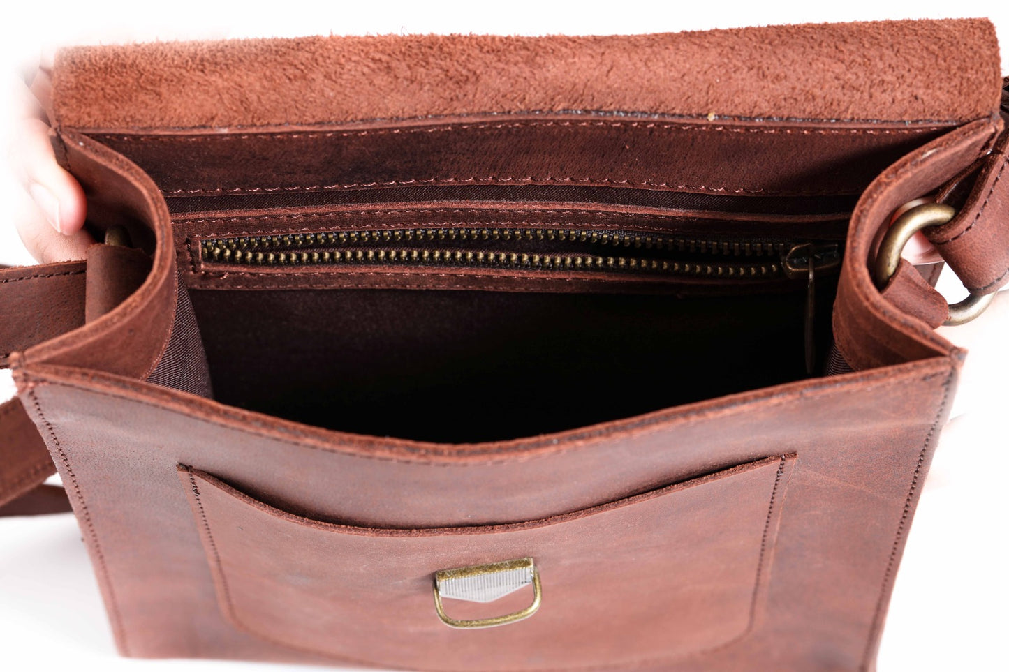 Buffalo Leather Crossbody bag / Messenger bag in Crazy horse Style