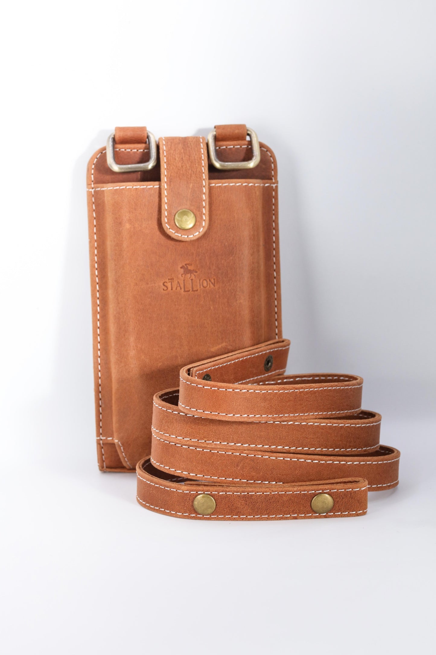Vintage Buckle Crossbody Bag ( Tan Brown )
