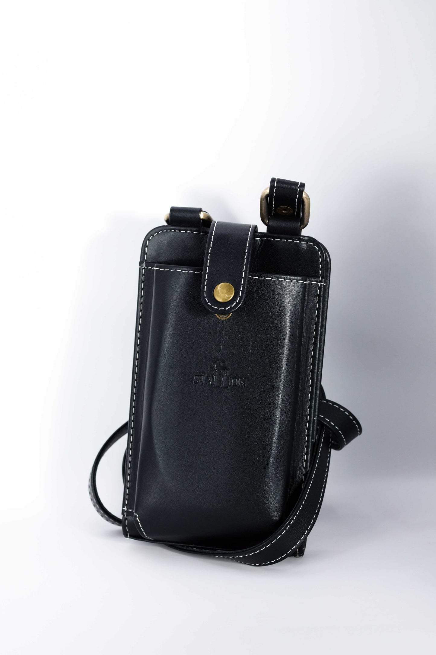 Vintage Buckle Crossbody Bag ( Black )