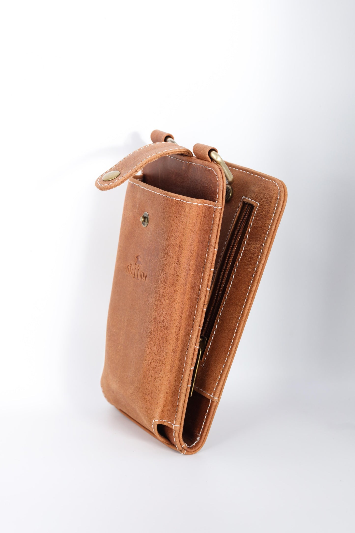 Vintage Buckle Crossbody Bag ( Tan Brown )