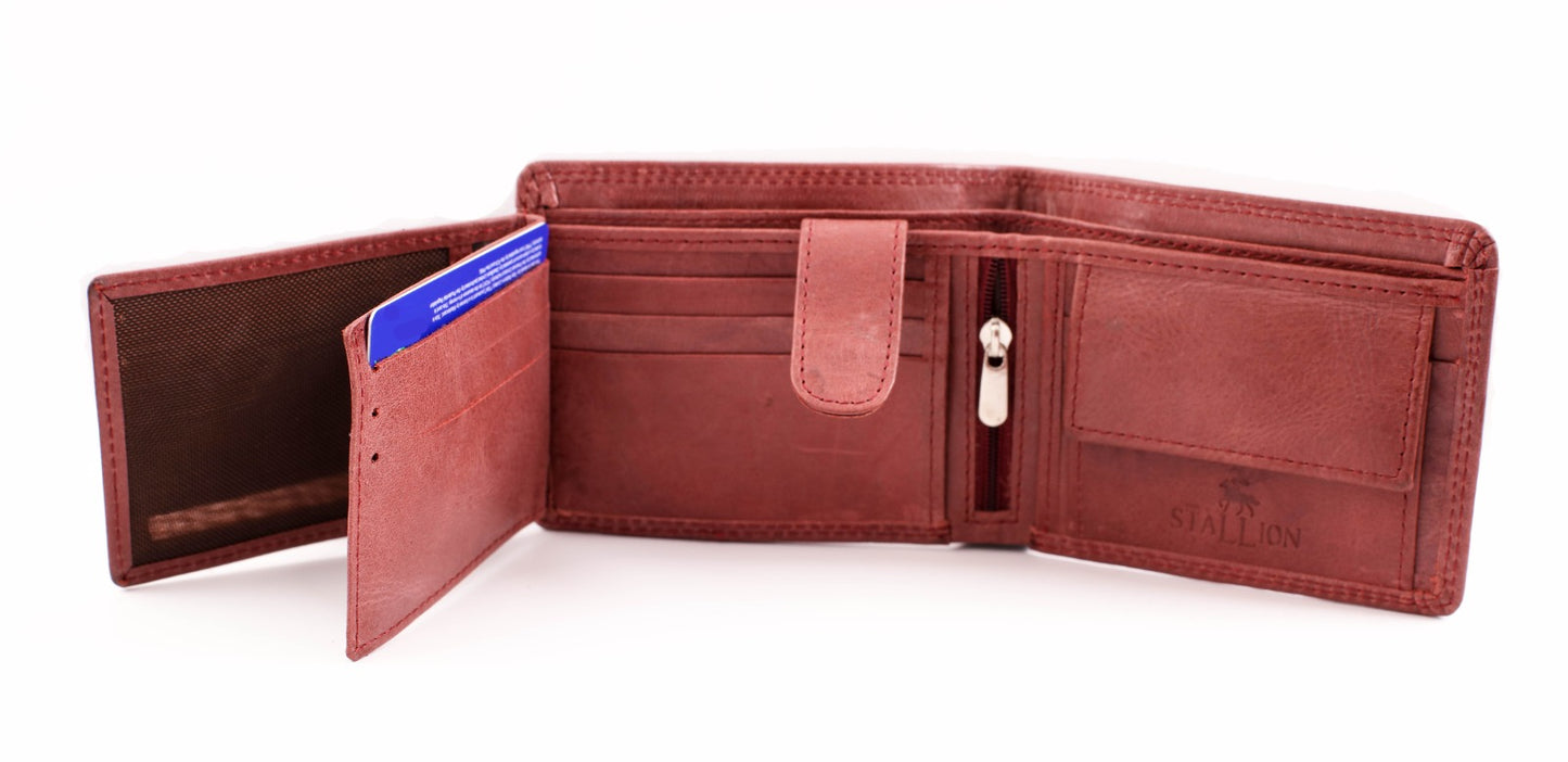 "Majestic Buckle Clasp Buffalo Wallet" Available in 3 Colors (Black, Tan Brown & Reddish brown)