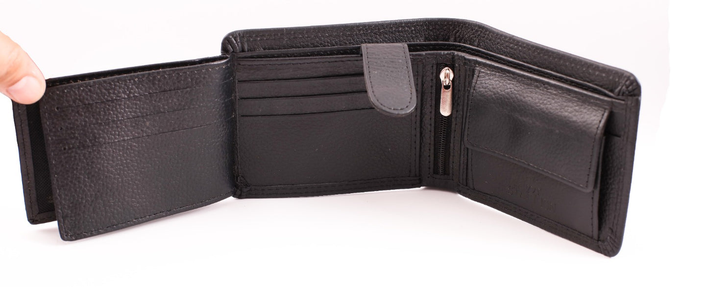 "Majestic Buckle Clasp Buffalo Wallet" Available in 3 Colors (Black, Tan Brown & Reddish brown)