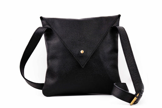 Buffalo Skin Cross Body bag Grain Texture ( Black Shade )