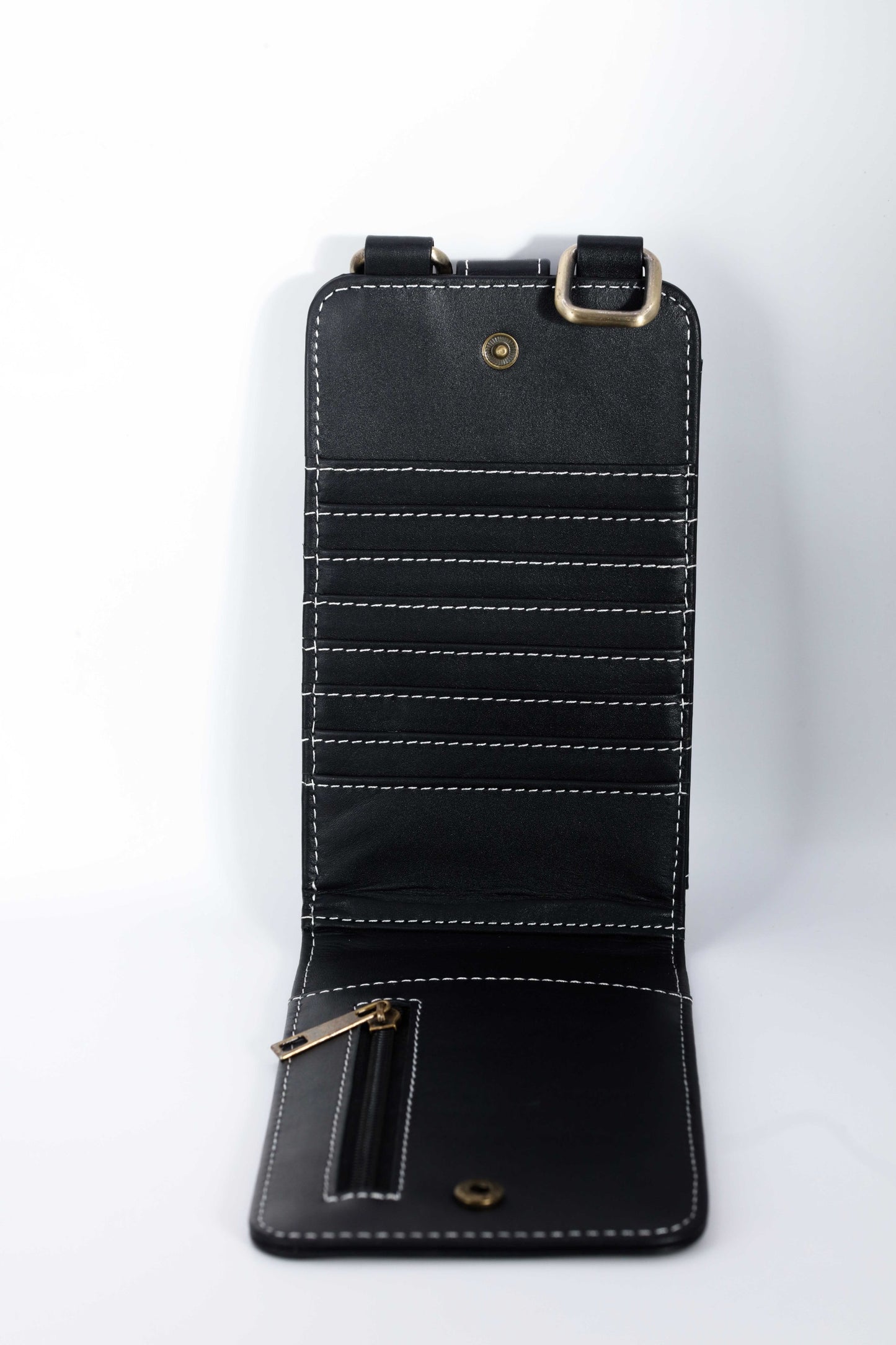 Vintage Buckle Crossbody Bag ( Black )