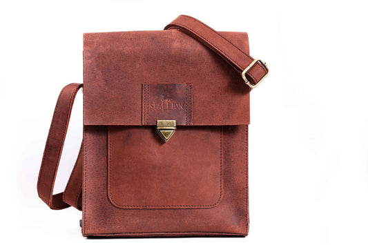Buffalo Leather Crossbody bag / Messenger bag in Crazy horse Style